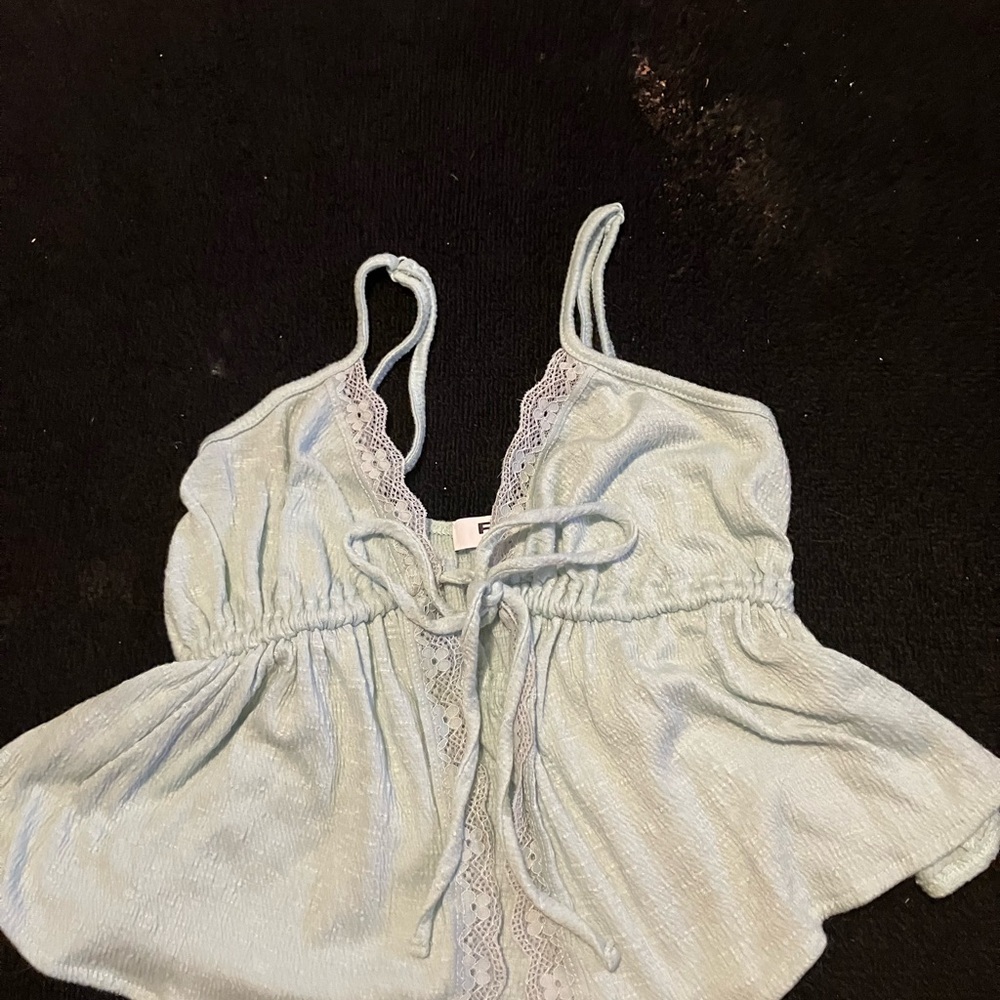 Light Blue Lace Trimmed Top